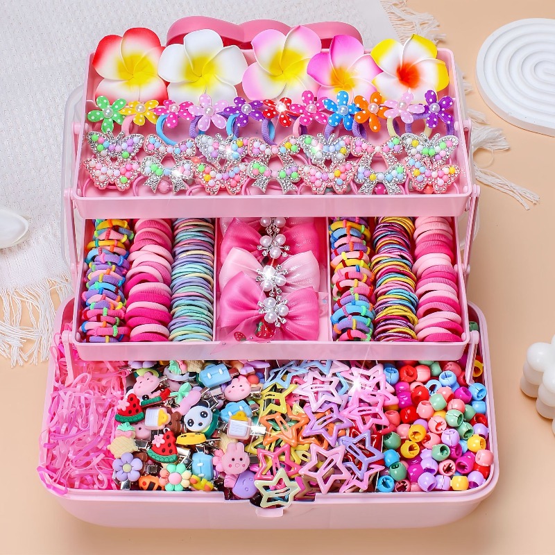 Travel Accessories For Girls - ชุดอุปกรณ์เสริมผมแบบยืดหยุ่นสูง 546 ชิ้น ไม่ทำร้ายเส้นผม หลากสีสัน ยางรัดผม