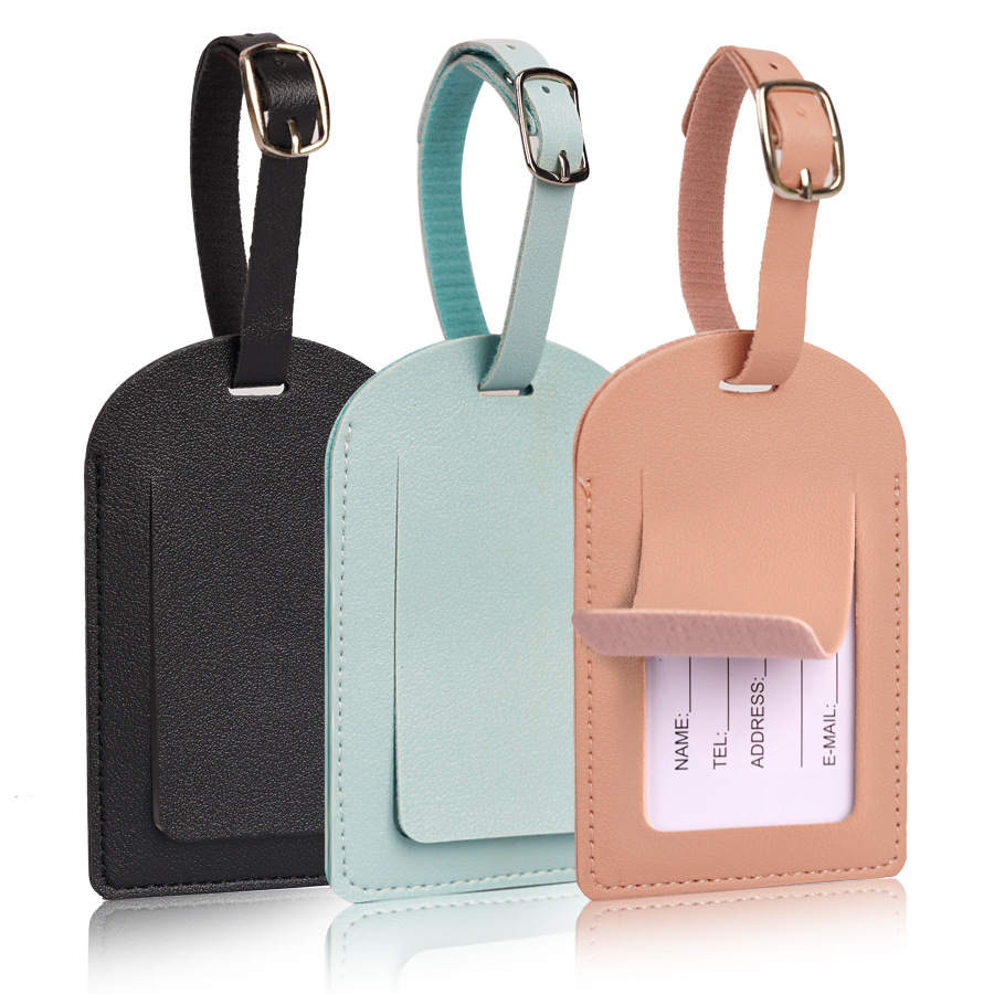 Travel Access - ป้ายติดกระเป๋าเดินทางสำหรับผู้หญิงและผู้ชาย ทำจากหนัง PU อุปกรณ์เสริมสำหรับการเดินทาง ป้ายชื่อ ที่อยู่