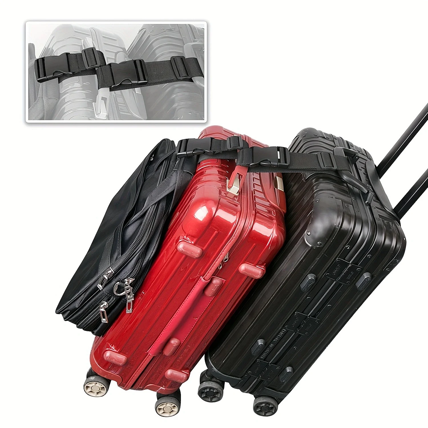 Travel Accessories Luggage Straps - สายรัดกระเป๋าเดินทางแบบปรับได้ 1 ชิ้น, สายรัดกระเป๋าเดินทางแบบมีหัวเข็มขัด, อุปกรณ์เสริมสำหรับการเดินทาง, กระเป๋าเดินทางแบบเปลี่ยนได้คุณภาพสูง