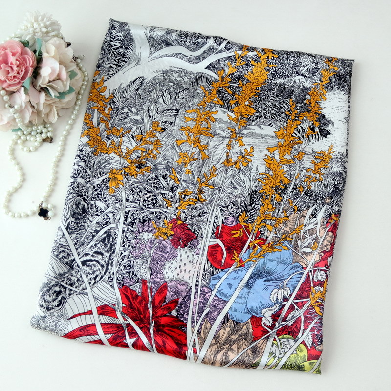 Travel Accessories Neck - ผ้าพันคอไหม 110 ซม. ผ้าพันคอหรูหรา ขอบเย็บมือ ผ้าพันคอสี่เหลี่ยม
