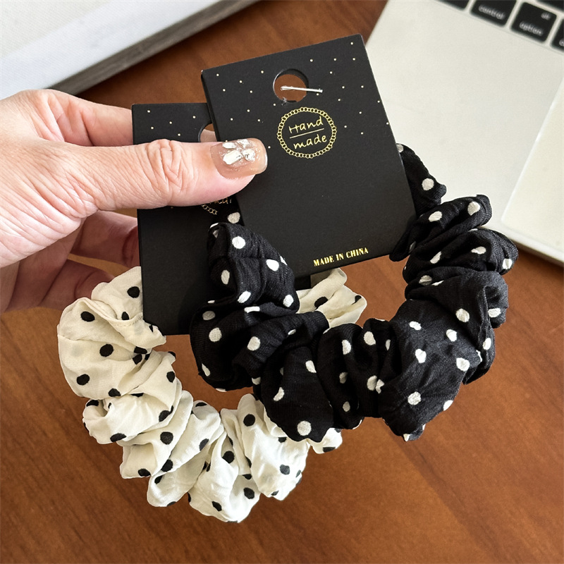 Travel Accessories For Girls - 11 ซม./14 ซม.Dot ผ้า Scrunchies ผู้หญิงผมยางยืดอุปกรณ์เสริมผมแหวนเชือก