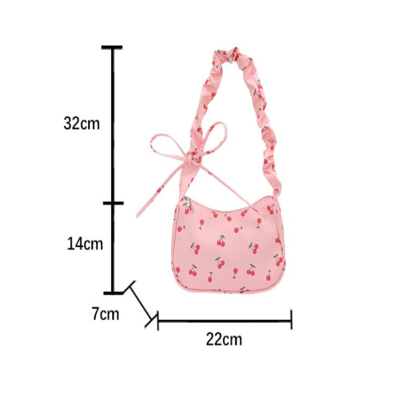 Travel Accessories For Girls - กระเป๋าสะพายข้างผ้าแคนวาสลายดอกไม้โบว์น่ารักสำหรับผู้หญิงเดินทางกลางแจ้ง 1 ชิ้น กระเป๋าสะพายไหล่สไตล์เกาหลีใหม่