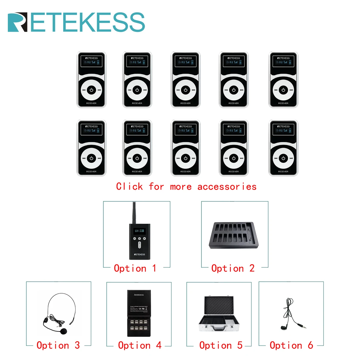 Travel Accessories Guide - RETEKESS T130P T131P อุปกรณ์เสริมสำหรับไกด์นำเที่ยว เครื่องส่งสัญญาณเสียงไร้สาย ไมโครโฟนสำหรับไกด์นำเที่ยว