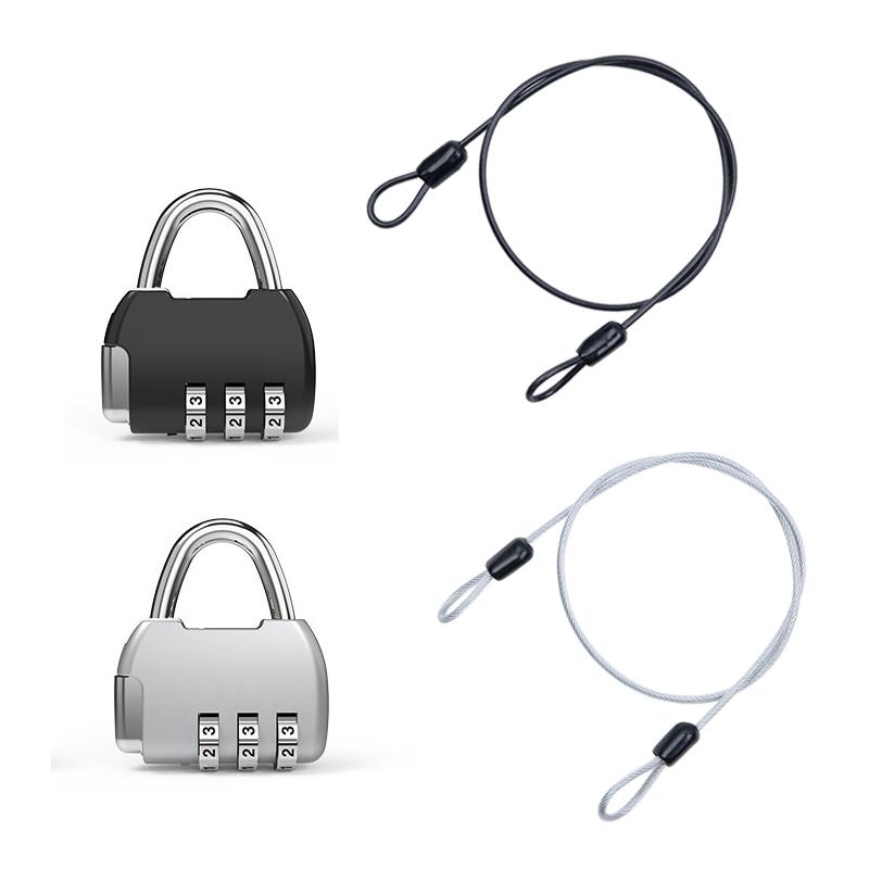 Travel Lock Tsa Approved - ⑥ สายเคเบิลเหล็กนิรภัยพร้อมกุญแจล็อคแบบรหัส 3 หลัก สายล็อคสำหรับเดินทาง ความยาว