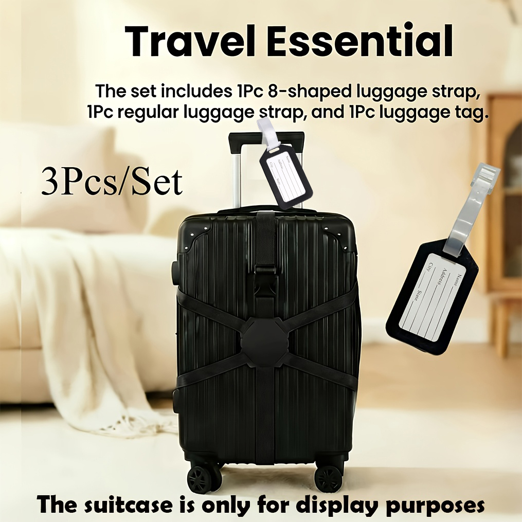Travel Accessories Luggage Straps - ชุด 3 ชิ้น (สายรัดกระเป๋าเดินทาง 2 เส้น