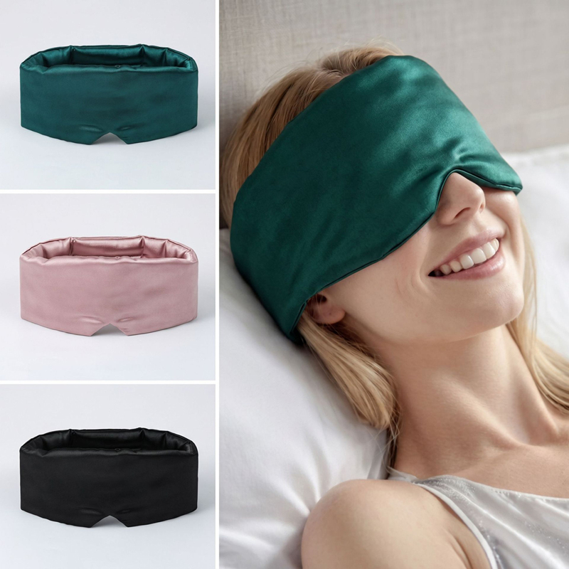 Travel Accessories Eye Mask - หน้ากากปิดตาสำหรับนอนหลับ ผ้าไหมน้ำแข็ง ระบายอากาศได้ดี บรรเทาความเมื่อยล้า อุ่น-เย็น สองด้าน
