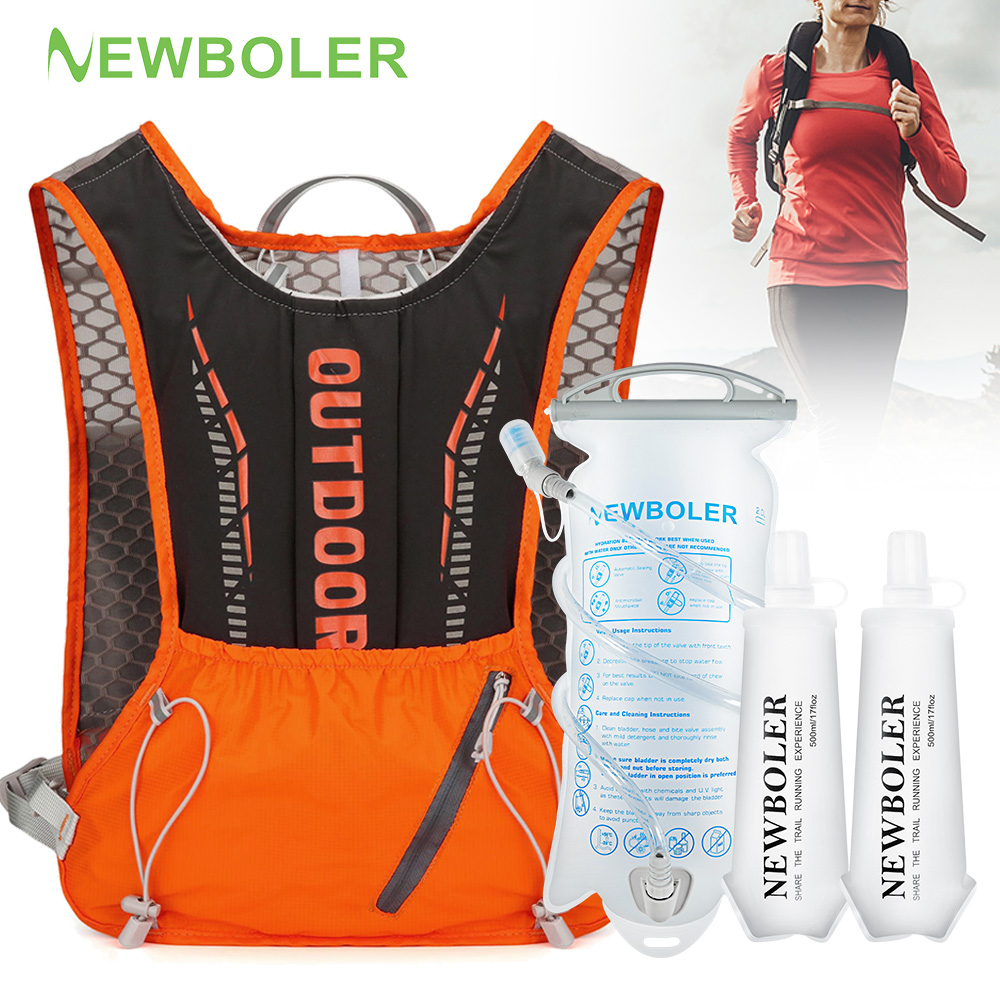Hydration Pack Backpack - กระเป๋าเป้สะพายหลังสำหรับวิ่งออกกำลังกายกลางแจ้ง NEWBOLER ระบายอากาศได้ดี น้ำหนักเบา พร้อมช่องใส่ขวดน้ำ