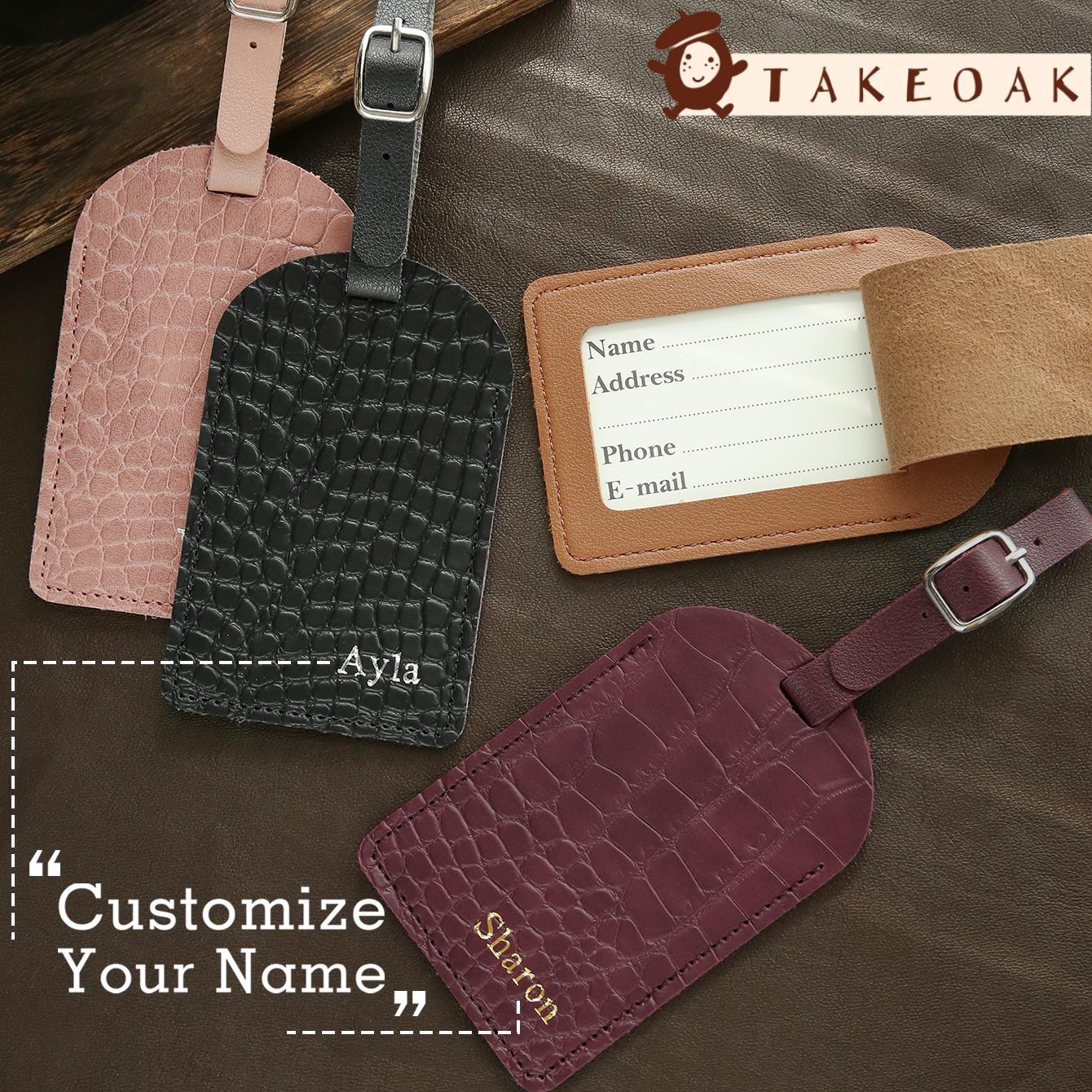 Travel Accessories Luggage Straps - ป้ายติดกระเป๋าเดินทางหนังลายจระเข้แบบกำหนดเองได้ พร้อมหัวเข็มขัดปรับได้ ฝาปิดป้องกันข้อมูลส่วนตัว ป้ายติดกระเป๋าเดินทางป้องกันการสูญหาย