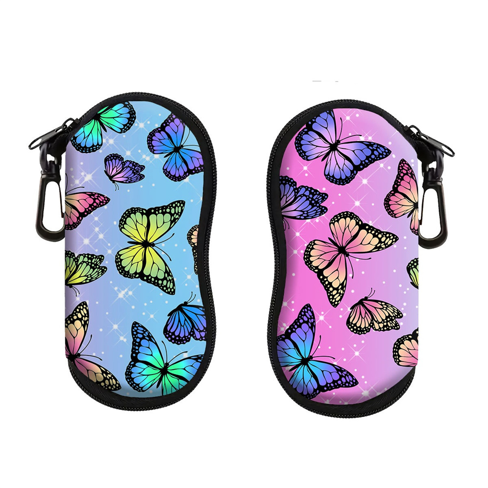 Travel Reading Accessories - กล่องเก็บแว่นตาแบบพกพา กล่องใส่แว่นตาลายผีเสื้อ ซองใส่แว่นตาหลากสี ป้องกันแว่นตาสำหรับเดินทาง ใช้ได้ทั้งชายและหญิง ของขวัญ