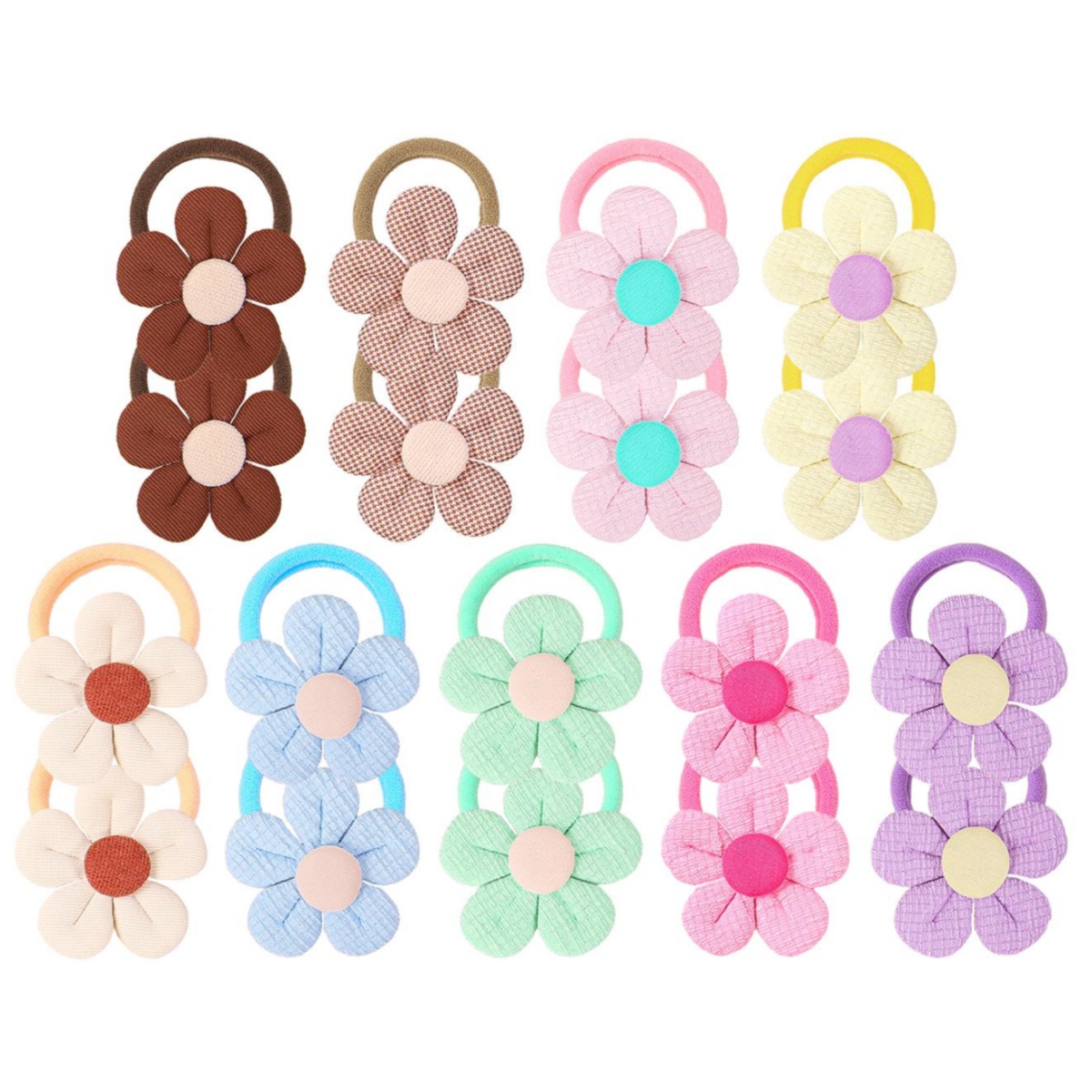 Travel Accessories For Girls - ที่คาดผมลายดอกทานตะวัน 18 ชิ้น สำหรับเด็กผู้หญิง ยางรัดผมไนลอน ที่คาดผมดอกไม้