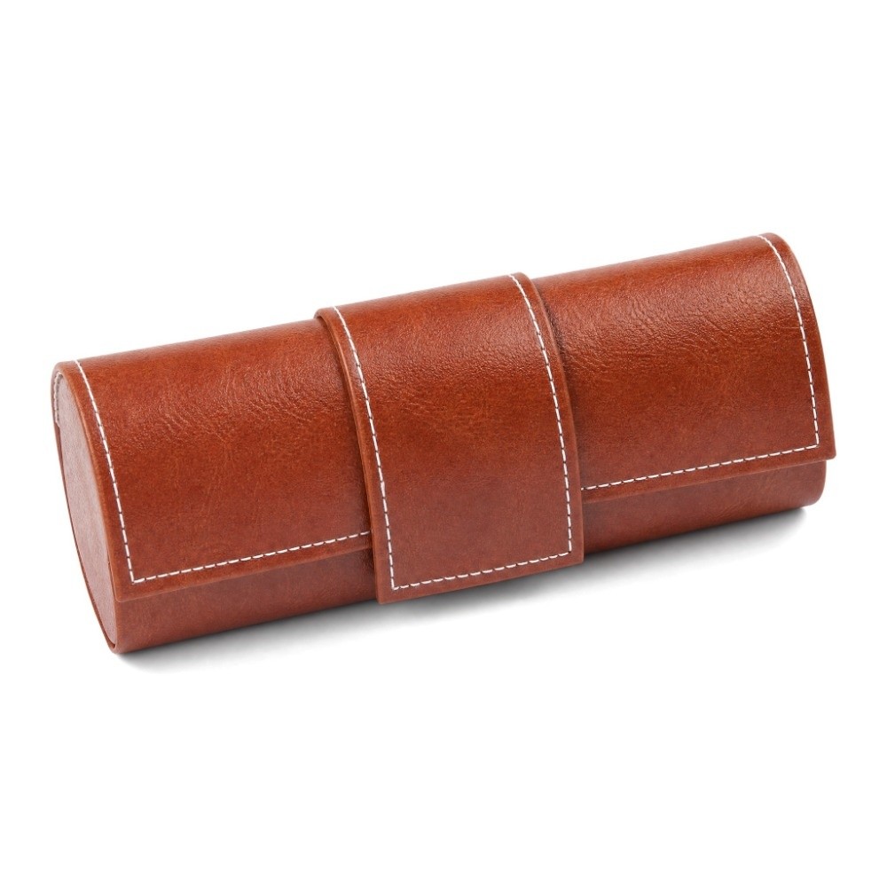 Travel Reading Accessories - กล่องใส่แว่นตาแบบแม่เหล็กปิด ป้องกันการตก ทำจากหนัง PU กล่องใส่แว่นสายตาแบบพับได้ ผิวเรียบ