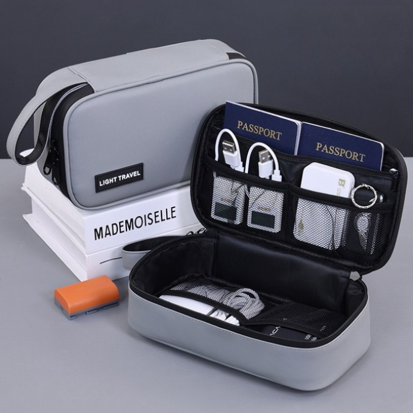 Travel Accessories Organizer Bag - กระเป๋าเก็บอุปกรณ์ดิจิตอลแบบพกพา น้ำหนักเบา มีหลายช่อง สำหรับจัดเก็บอุปกรณ์อิเล็กทรอนิกส์ เหมาะสำหรับการเดินทาง ธุรกิจ