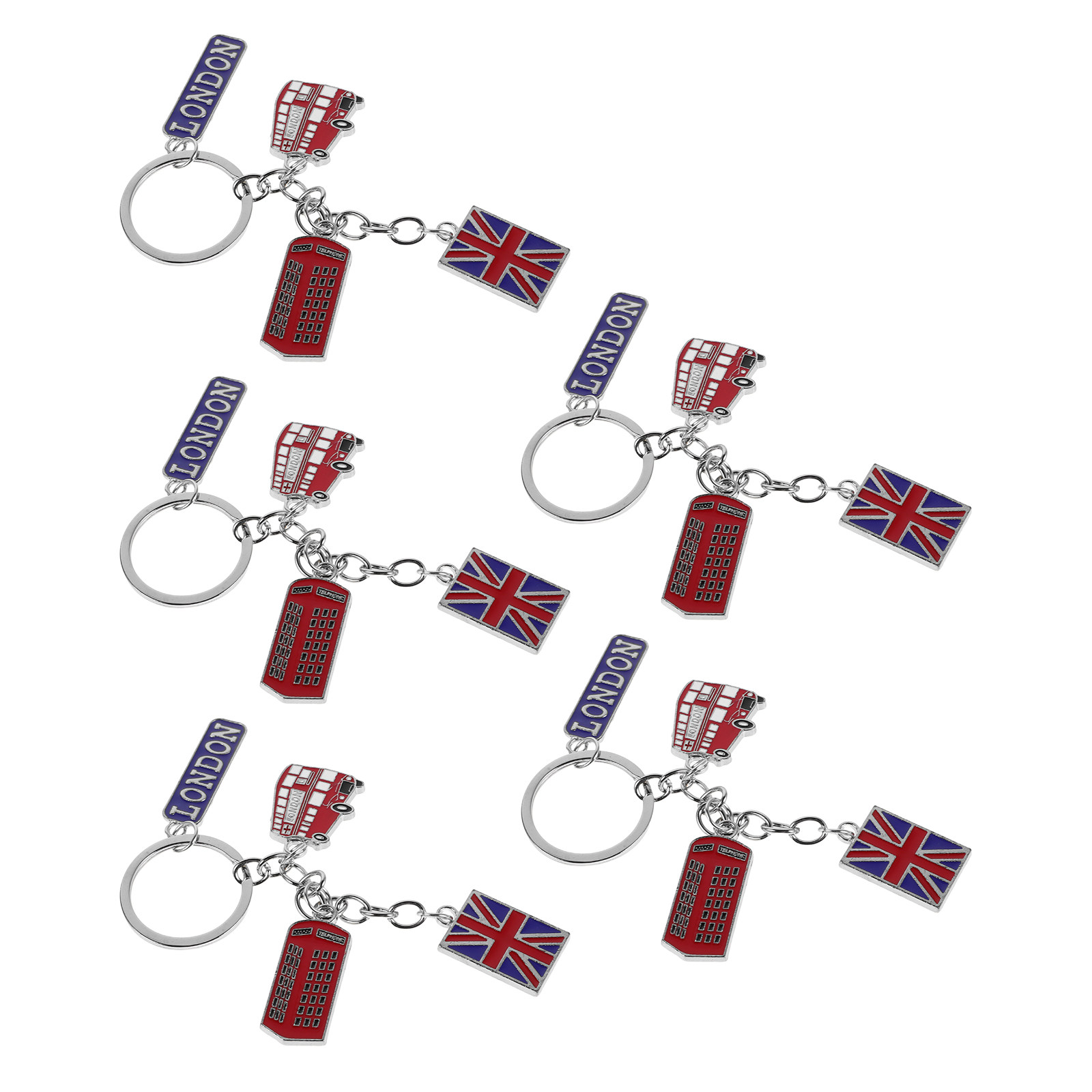 Travel Accessories London - พวงกุญแจธงชาติอังกฤษ 5 ชิ้น ของที่ระลึกจากลอนดอน ธีมการท่องเที่ยวอังกฤษ พวงกุญแจโลหะ