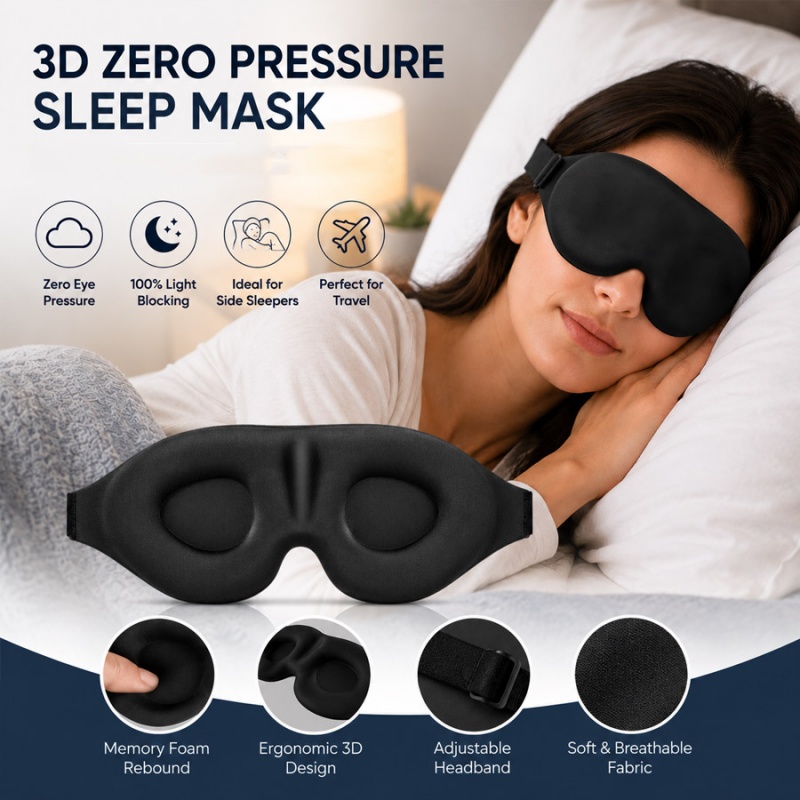 Travel Accessories Eye Mask - หน้ากากปิดตา 3 มิติ ป้องกันแสง นุ่มสบาย ไม่กดดวงตา