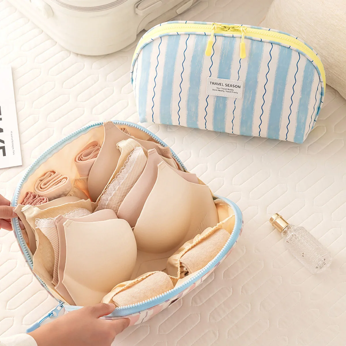 Travel Accessories Organizer Bag - กระเป๋าเก็บชุดชั้นในแบบพกพาอเนกประสงค์กระเป๋าเดินทางผ้าอ็อกซ์ฟอร์ดกระเป๋าเดินทางสำหรับถุงเท้าบราอุปกรณ์เสริม