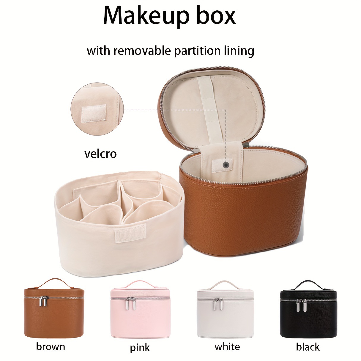 Travel Accessories Organizer Bag - กระเป๋าเครื่องสำอางหนัง PU ความจุขนาดใหญ่ กล่องเครื่องสำอางพกพา สำหรับผู้หญิง สาวๆ