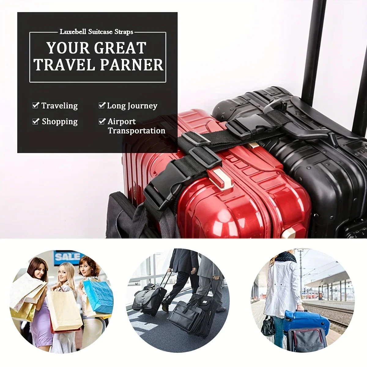 สายรัดกระเป๋าเดินทางแบบปรับได้ - Travel Accessories Luggage Straps บทวิจารณ์และราคา