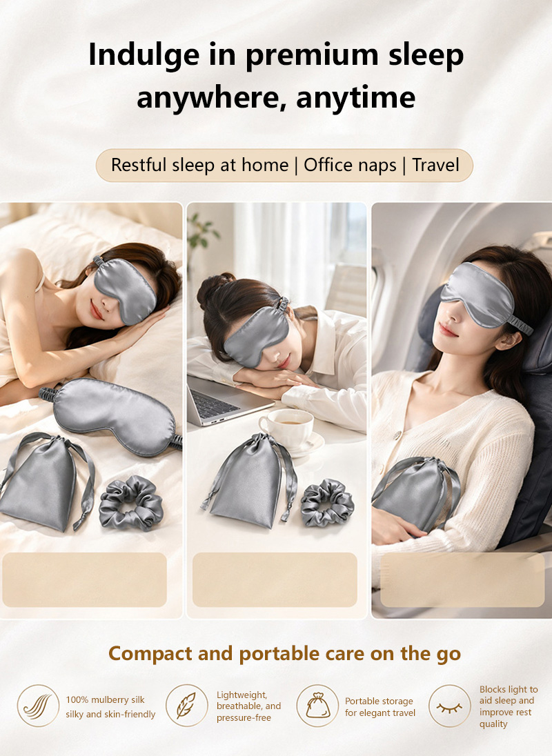 ผ้าปิดตาไหมสองด้าน ป้องกันแสง  - Travel Accessories Eye Mask บทวิจารณ์และราคา