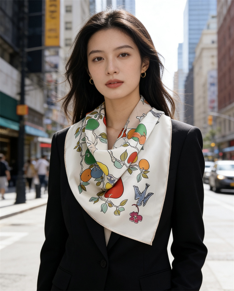 ผ้าพันคอไหมพิมพ์ลาย AB Faced 1 - Travel Accessories Neck บทวิจารณ์และราคา
