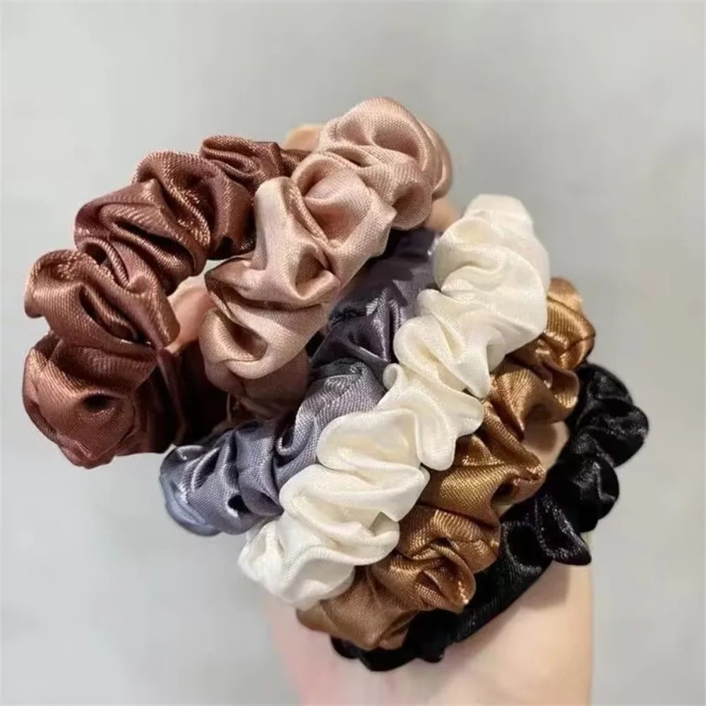 6 ชิ้น ยางรัดผมผ้าซาตินเนื้อนุ - Travel Accessories For Girls บทวิจารณ์และราคา